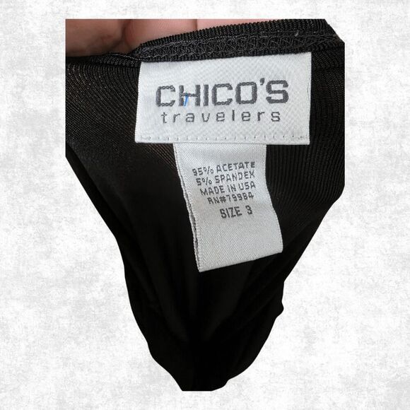 🔥 CHICO’S Travelers Black Cowl Neck Top – Size 3 (XL/16) - Picture 4 of 6